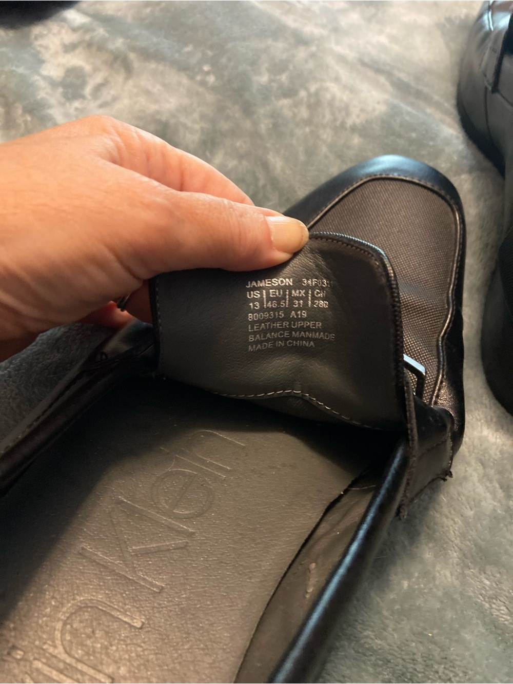 Calvin Klein Black Leather & Fabric Slip-On Loafers - Picture 5 of 6